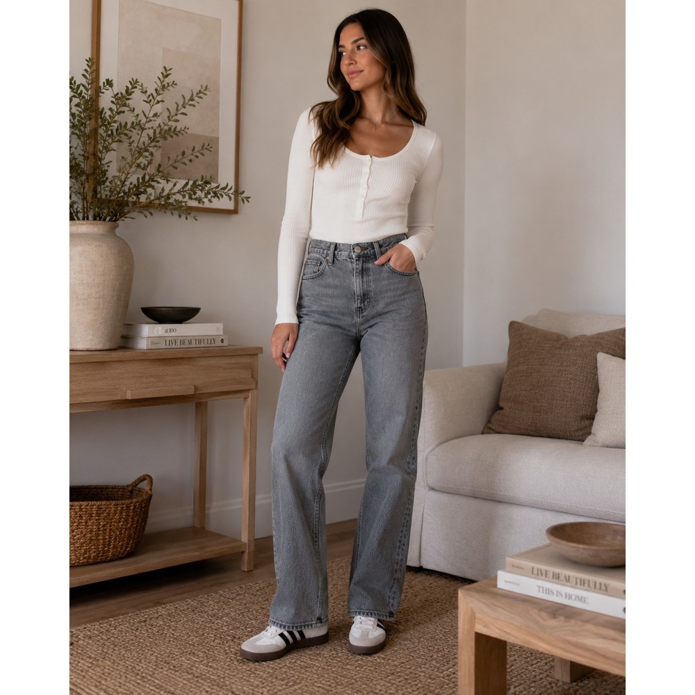 Abercrombie & Fitch‎ Jeans Women 24 Grey 90s Straight Vintage Grunge Y2K